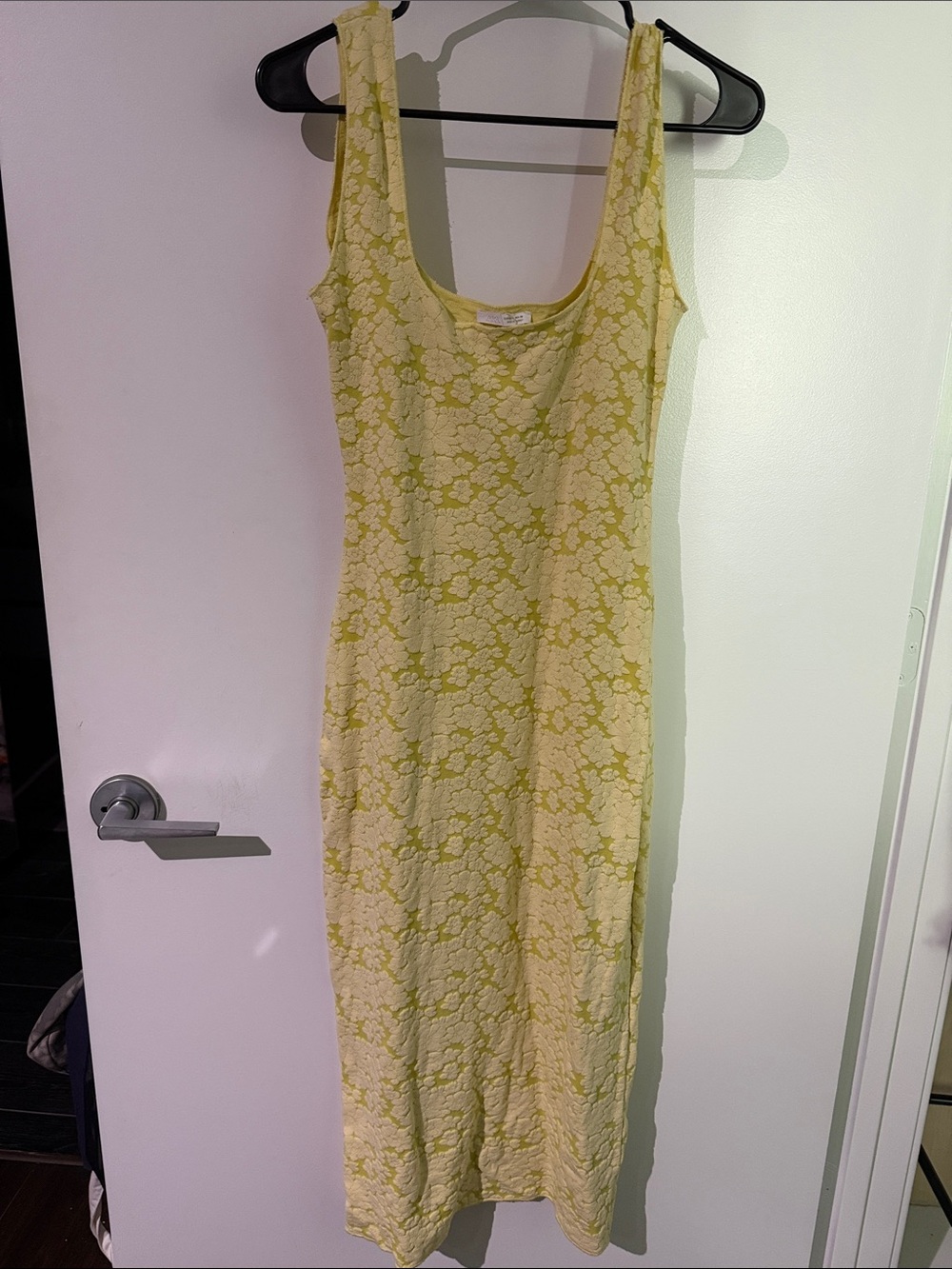Zara Pale Yellow Floral Lace Midi Dress